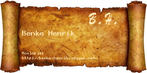 Benke Henrik névjegykártya